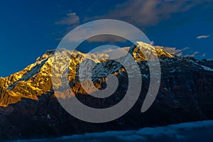 Annapurna South summit at sunset