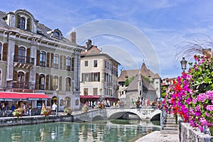 Annecy in Alps, Old city canal view, France