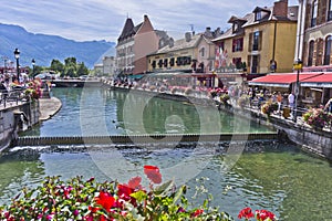 Annecy in Alps, Old city canal view, France