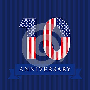 Anniversary 10 US flag logo.