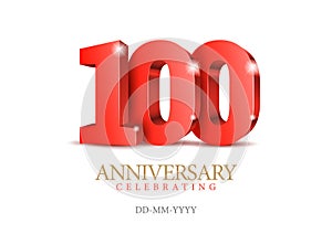 Anniversary 100. red 3d numbers.