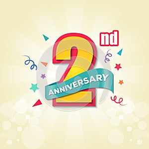 Colorful Anniversary Emblem 2nd Anniversary Template Design Vector photo