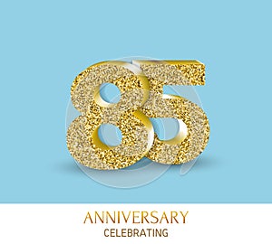 85th anniversary card template with 3d gold colored elements. Can be used with any background. photo