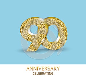 90th anniversary card template with 3d gold colored elements. Can be used with any background. photo