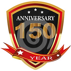 Anniversary 150 th label with ribbon.