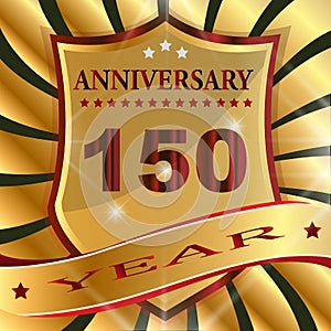 Anniversary 150 th label with ribbon.