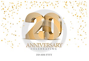 Anniversary 20. gold 3d numbers.