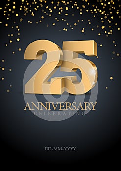 Anniversary 25. gold 3d numbers.
