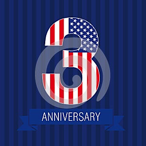 Anniversary 3 US flag
