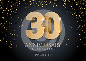 Anniversary 30. gold 3d numbers