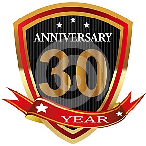 Anniversary 30 th label with ribbon.