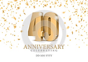 Anniversary 40. gold 3d numbers.