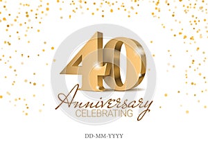 Anniversary 40. gold 3d numbers