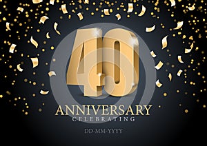 Anniversary 40. gold 3d numbers.