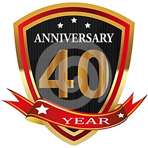 Anniversary 40 th label with ribbon.