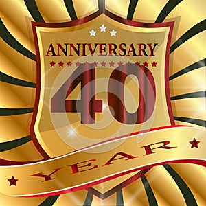 Anniversary 40 th label with ribbon.