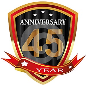 Anniversary 45 th label with ribbon.