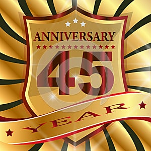 Anniversary 45 th label with ribbon.