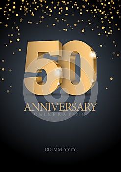 Anniversary 50. gold 3d numbers.