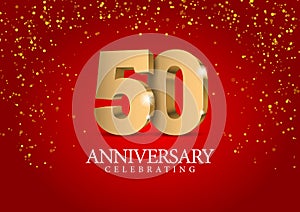 Anniversary 50. gold 3d numbers.