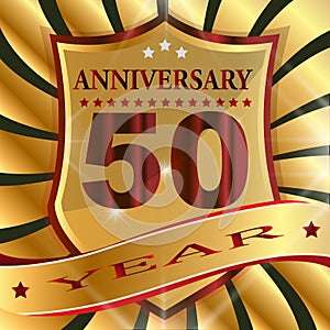 Anniversary 50 th label with ribbon.