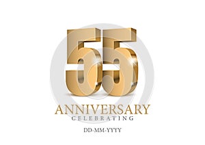 Anniversary 55. gold 3d numbers.