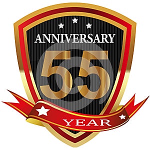 Anniversary 55 th label with ribbon.