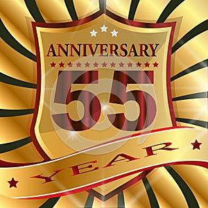 Anniversary 55 th label with ribbon.