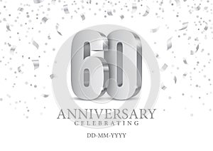 Anniversary 60. silver 3d numbers