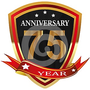 Anniversary 75 th label with ribbon.