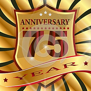 Anniversary 75 th label with ribbon.