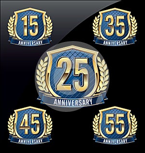 Anniversary Badge Gold and Blue 15th, 25th, 35th, 45th, 55th Years photo