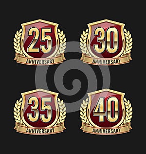 Anniversary Badge Gold and Red 25th, 30th, 35th, 40th Years