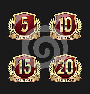 Anniversary Badge Gold and Red 5th, 10th, 15th, 20th Years photo