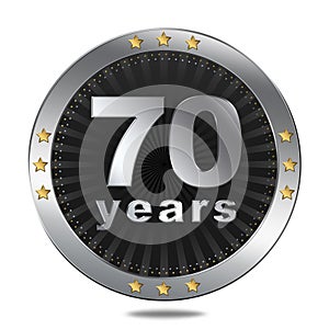 70 Anniversary badge - silver colour.