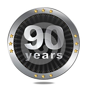 90 Anniversary badge - silver colour.