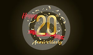 Anniversary celebration background. with the 20th number in gold and with the words golden anniversary celebration