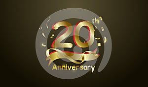 Anniversary celebration background. with the 20th number in gold and with the words golden anniversary celebration