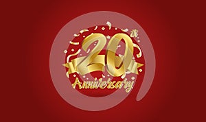 Anniversary celebration background. with the 20th number in gold and with the words golden anniversary celebration