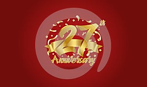 Anniversary celebration background. with the 27th number in gold and with the words golden anniversary celebration