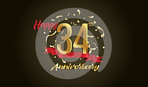 Anniversary celebration background. with the 34th number in gold and with the words golden anniversary celebration