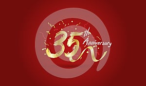 Anniversary celebration background. with the 35th number in gold and with the words golden anniversary celebration