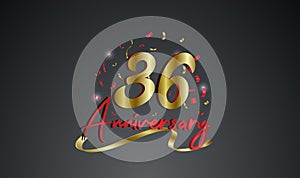 Anniversary celebration background. with the 36th number in gold and with the words golden anniversary celebration