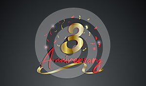 Anniversary celebration background. with the 3rd number in gold and with the words golden anniversary celebration