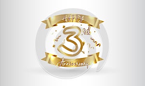 Anniversary celebration background. with the 3rd number in gold and with the words golden anniversary celebration