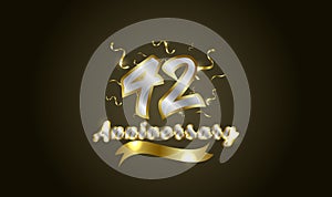 Anniversary celebration background. with the 42nd number in gold and with the words golden anniversary celebration