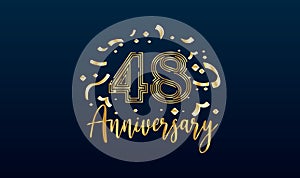 Anniversary celebration background. with the 48th number in gold and with the words golden anniversary celebration