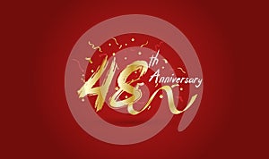 Anniversary celebration background. with the 48th number in gold and with the words golden anniversary celebration