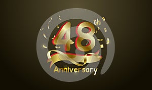 Anniversary celebration background. with the 48th number in gold and with the words golden anniversary celebration