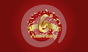 Anniversary celebration background. with the 6th number in gold and with the words golden anniversary celebration